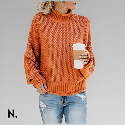 NordicWarm™ | Oversized Striktrøje med Høj Hals